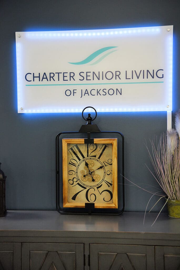 welcome sign: Charter Senior Living of Jackson